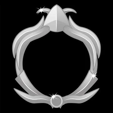 Silver game frame avatar, round template for game ui. Stock Illustration