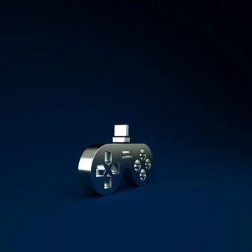 Silver Gamepad icon isolated on blue background. Game controller. Minimalism  Illustrazione stock