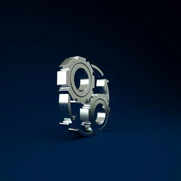 Silver Gear and arrows as workflow process concept icon isolated on blue back Stock Illustration