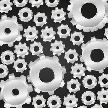 Silver gear pattern on black background, vector illustration Stock Illustration