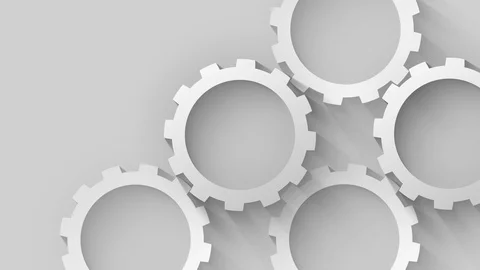 Silver gears technology concept gray background Stock Footage 94696679