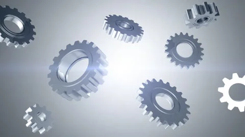 Silver Gears on White Stock Footage 4296912