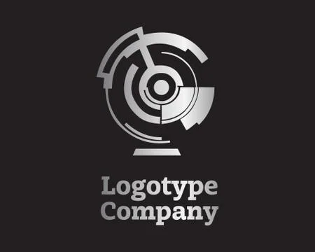 Silver geometric logo design template Stock Illustration