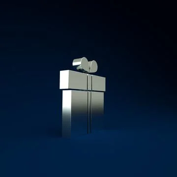 Silver Gift box icon isolated on blue background. Minimalism concept. 3d illu 스톡 일러스트