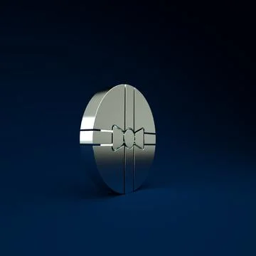 Silver Gift box icon isolated on blue background. Merry Christmas and Happy N Illustration