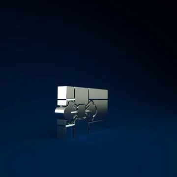 Silver Gift box icon isolated on blue background. Minimalism concept. 3d illu Illustration