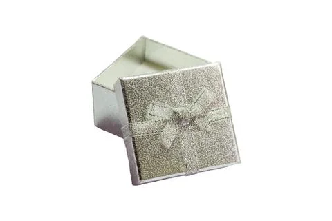 Silver gift box isolated on white background Foto stock