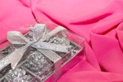 Silver gift box Stock Photos