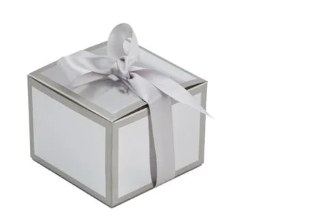 Silver gift box Stock Photos
