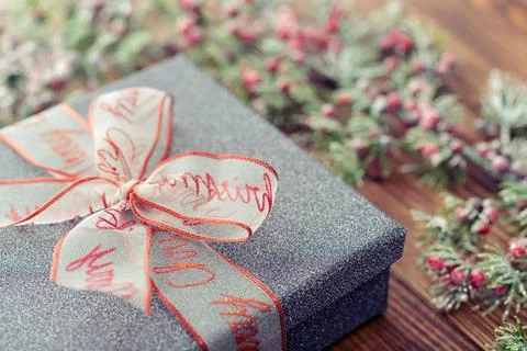 Silver gift box Stock Photos