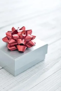 Silver gift box Stock Photos