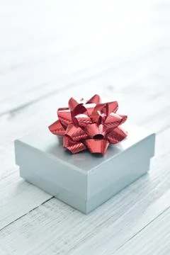 Silver gift box Stock Photos