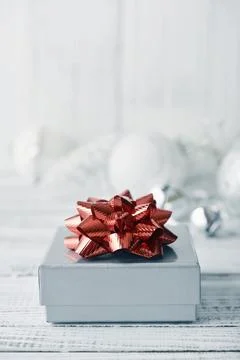 Silver gift box Stock Photos