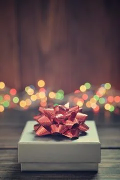 Silver gift box Stock Photos