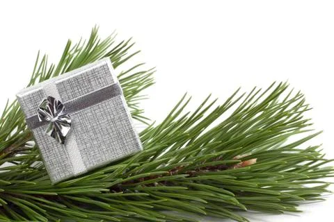 Silver gift on the scpuce Foto stock