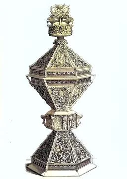 Silver gilt salt container c 1882 France Historic digitally restored Stock Illustration