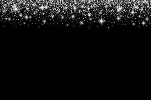 Silver glitter border with sparkles. Vector illustration. Stock Illustration
