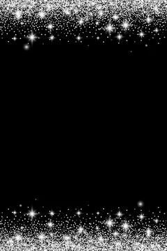 Silver glitter borders with sparkles. Vector illustration Stock Illustration
