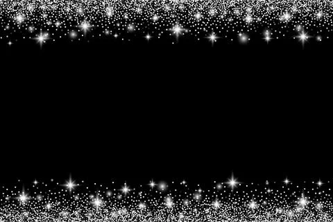 Silver glitter borders with sparkles. Vector illustration. Stock Illustration