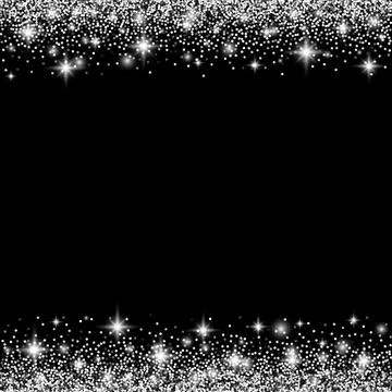 Silver glitter borders with sparkles. Vector illustration. Stock Illustration