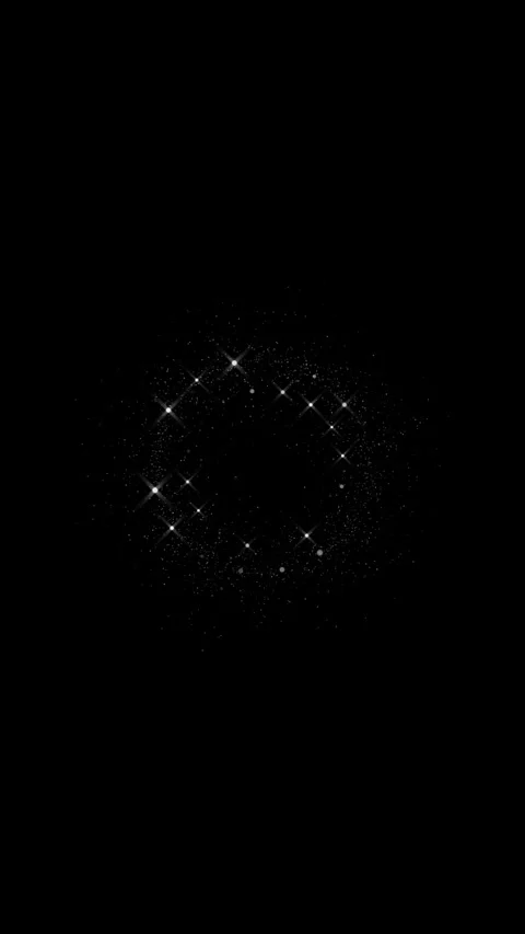 Silver glitter circle logo reveal soft star sparkles, floating particles, black Stock Footage 340565818
