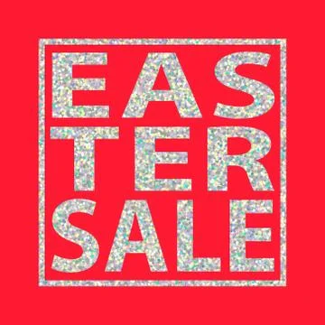 Silver glitter easter quote background sale red Stock-Illustration