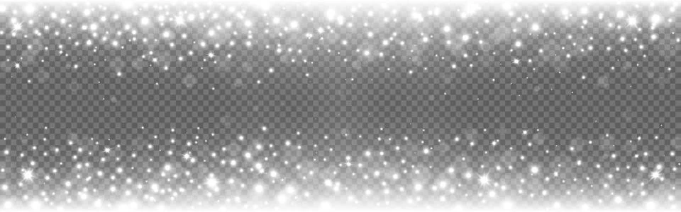 Silver glitter frame. Glowing light with snow and rays. Shining confetti Stock Illustration