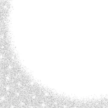 Silver glitter isolated on white background. Glitters twinkle. Festive templa Stock Illustration
