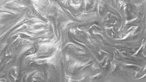 Silver glitter metalic fluid liquid motion background. Shine gray color paint Stock Footage 147384393
