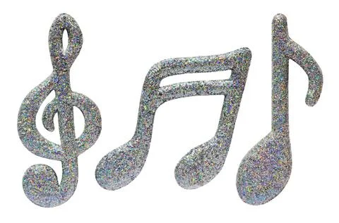 Silver glitter music notes Foto stock