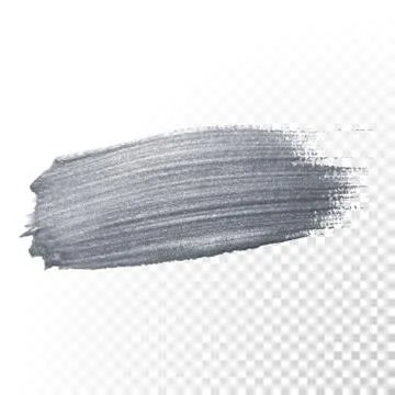 Silver glitter paint brush stroke or abstract dab smear with smudge texture o Stock Illustration