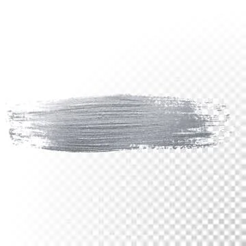 Silver glitter paint brush stroke or abstract dab smear in smudge texture on  스톡 일러스트