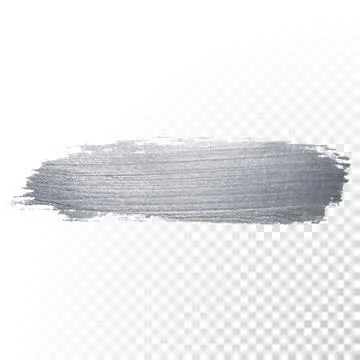 Silver glitter paint brush stroke or abstract dab smear with smudge texture o Stock Illustration