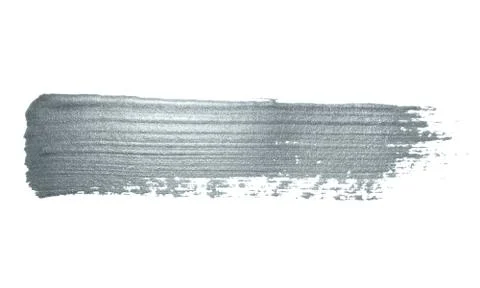 Silver glitter paint brush stroke or abstract dab smear with smudge texture o Stock Photos