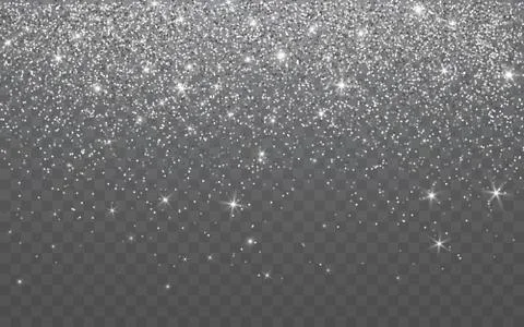 Silver glitter sparkle on a transparent background. Vibrant background with t Stock Illustration