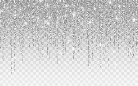 Silver glitter sparkle on a transparent background. Silver Vibrant background Illustrazione stock