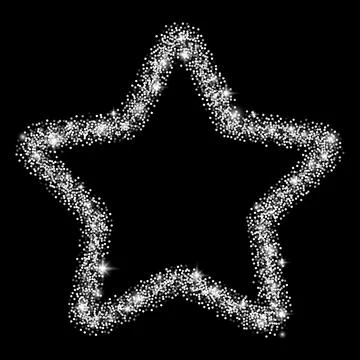 Silver glitter star frame with sparkles Stock Illustration