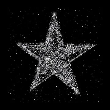 Silver glitter star of many small polka dot. Stock Illustration