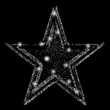 Silver glitter star of many small polka dot. Stock Illustration