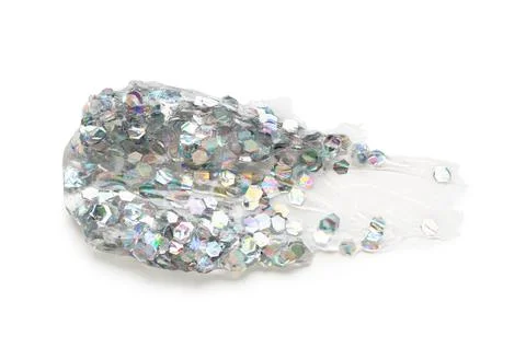 Silver glitter stroke on white background Stock Photos