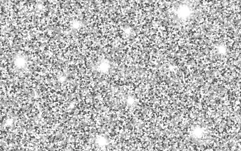 Silver glitter texture. White shining sparkles background. Festive template for Stock-Illustration