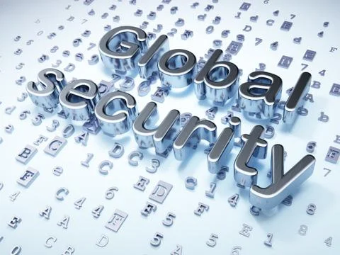 Silver Global Security on digital background Stock Illustration