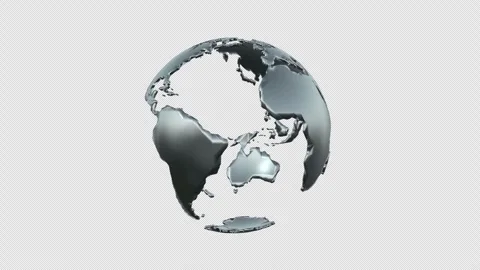 Silver Globe Planet Earth Rotating Loop With Alpha Channel Stock Footage 255554050