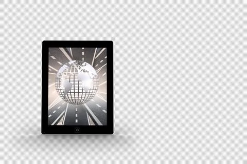 Silver globe on tablet screen Stock Illustration