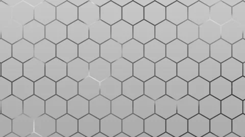 Silver Glowing Honeycomb Hexagon Grid Pulse 4K Seamless Loop Stock Footage 335623468