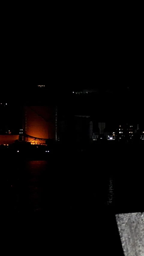 Silver Glowing Waterfront, Cityscape and Traffic Night View with Copy Space,01 Stock Footage 346472534