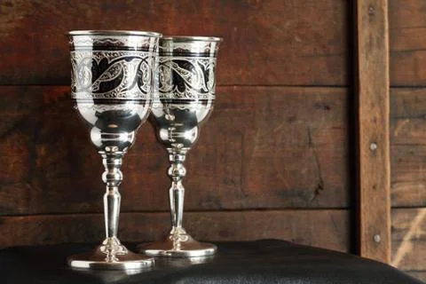 Silver goblets Stock Photos