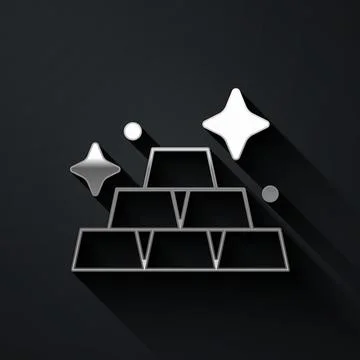Silver Gold bars icon isolated on black background. Banking business concept Ilustración de archivo