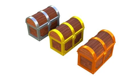 Silver, Golden, and Bronze Closed Treasures - 3D rendering Stock Illustration