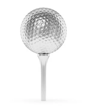 Silver golf ball on the tee isolated on white Stock Illustration